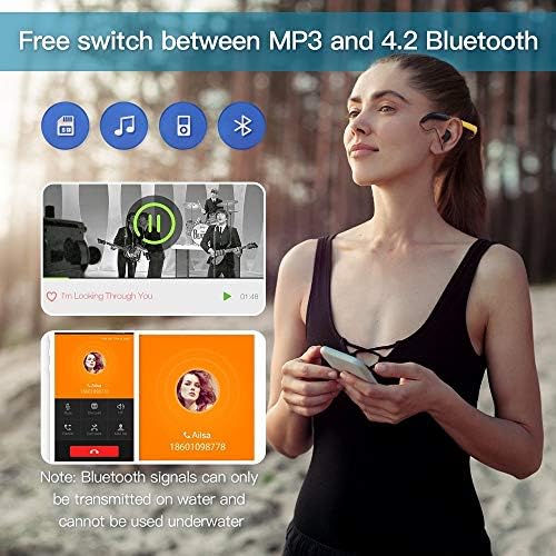 Tayogo 8GB Su Geçirmez MP3 Çalar, Bluetooth Yüzme Su Geçirmez Kulaklık Sualtı Shuffle Özelliği ile 10FT, Destek FM APP Flash