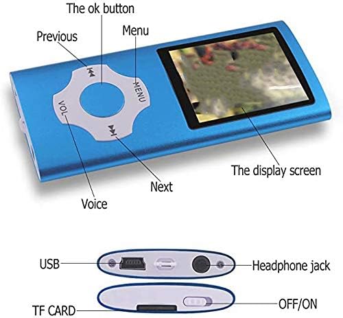 MP3 Çalar - 32 GB Taşınabilir Müzik Çalar ile 1.8 İnç LCD Ekran ve Hafıza Kartı Yuvası, FM Radyo ve Ses Kaydedici ile