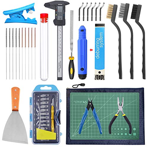 HAWKUNG 42 Pcs 3D Yazıcı Aracı Kiti, Çapak Alma Aracı, Temizleme ve Temizleme Aracı, Dijital Kumpas, Kesme Mat ve Diğer Temel