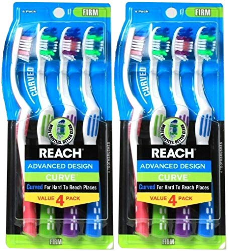 Gelişmiş Tasarım Eğrisi Firma Diş Fırçalarına Ulaşın, 4 Sayım (2'li Paket) Toplam 8 Diş Fırçası, Renkler Değişebilir
