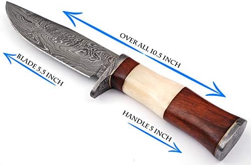Zaildar Şam Çelik Bowi Bıçak-Özel El Yapımı Bıçak-Sabit Bıçak Bıçak-Avcılık Bıçaklar-Survival Bıçak ve Kamp Bıçak ile Kazınmış