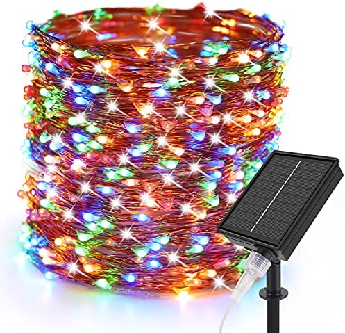 Moobibear açık güneş dize ışıkları, 99ft 300 LED güneş enerjili peri ışıkları ile 8 aydınlatma modları, su geçirmez bakır tel