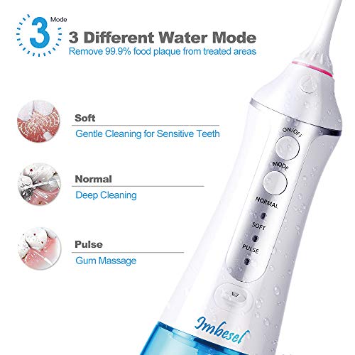Akülü diş duşu Diş Temizleyici, 10.15 OZ Su Tankı, 2 İpucu Kılıfları Taşınabilir ve USB Şarj Edilebilir Oral Irrigator için
