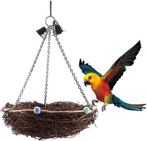 Kuş Oyuncak, 2 Boyutları Rattan Kuşlar Papağan Saman Yuva Salıncak Asılı Oyuncak Bells ile Oyuncaklar (2720 cm)