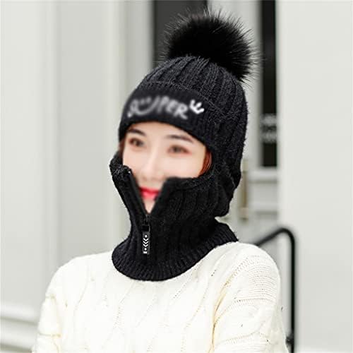GYZCZX Polar Şapka kadın Kış Sıcaklık Ve Kalın Gülen Yüz Kulak Koruma Boyun Soğuk Örme Kapşonlu Önlük (Renk: C, Boyutu: Bir