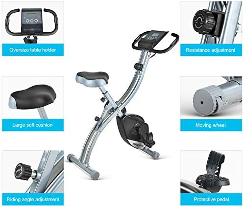 8 Seviyeli Manyetik Direnç, Nabız Sensörü, LCD Monitör, Rahat Koltuk 3'Ü 1 Arada Dik ve Yaslanmış Katlanabilir Sabit Bisiklet
