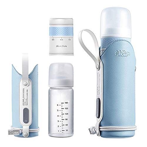 Shırenhua 3 in 1 Bebek Şişe Seyahat Besleme Seti ıle Süt Tozu Depolama ıle USB ısıtıcı bebek süt şişesi Termal Çanta Mavi Pembe