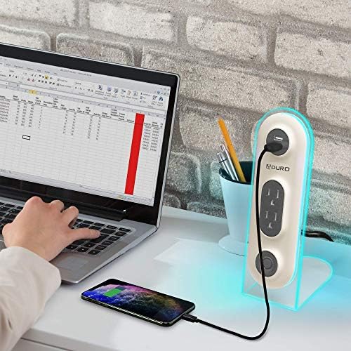 Aduro Çift USB 2 Çıkış Güç Şeridi Şarj Masaüstü Standı Hub Uzatma, siyah Paket ile U-Rise Çelik Ergonomik Laptop Standı Yüksekliği