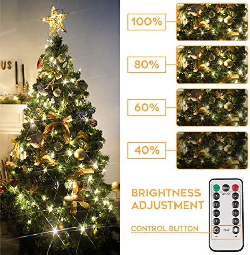 SUDDUS 33ft 100 LED noel dize ışıkları, sıcak beyaz, fiş, 8 modları Noel ağacı ışıkları, su geçirmez uzaktan kumanda UL sertifikalı