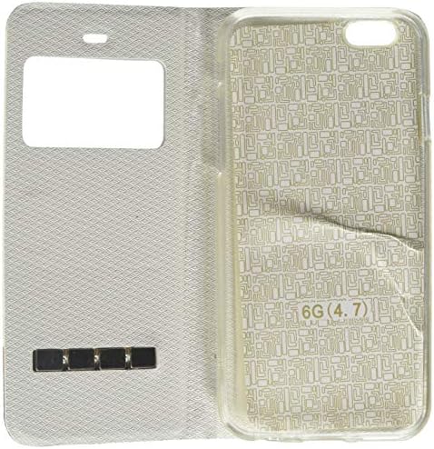 Kartal Cep iPhone 6 Slayt Sensörlü Temizle Windod Flip Case-Perakende Ambalaj-Beyaz / Siyah
