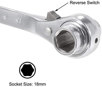 uxcell 16x18mm Altıgen İskele Podger Cırcır Anahtarı Kilitleme Soket anahtarı aleti (Gümüş Ton)