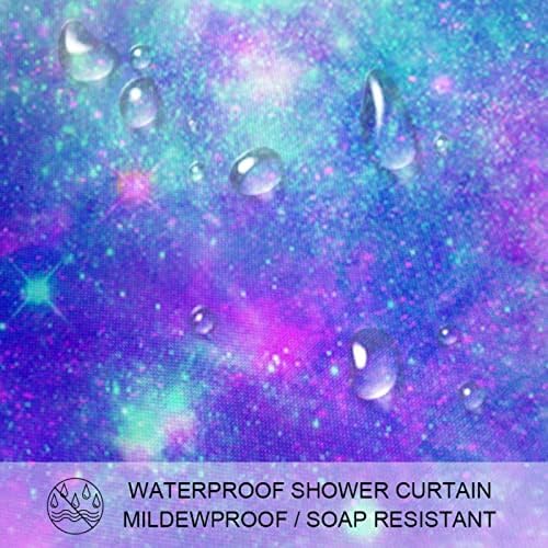 Lilibeely Duş Perdeleri Çevre Dostu Kumaş banyo perdesi Dayanıklı Su Geçirmez Ev banyo perdesi Setleri Galaxy 66 X 72
