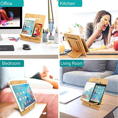 Bambu Tablet Standı, Ayarlanabilir Masaüstü Tutucu Kindle, E-Okuyucu, Dizüstü Bilgisayar, Ders Kitabı, Tarif, Dergi, Kağıt