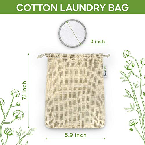 Bambaw Bamboo Cotton, çamaşır yıkama ve depolama için iki torbalı yuvarlar - 22 Ped Paketi