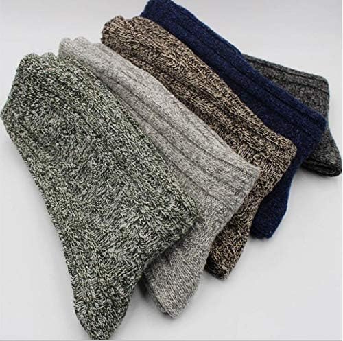 Bayan yün çorap, 5 çift Vintage kalın örgü kış sıcak çorap kadın erkek hediyeler için