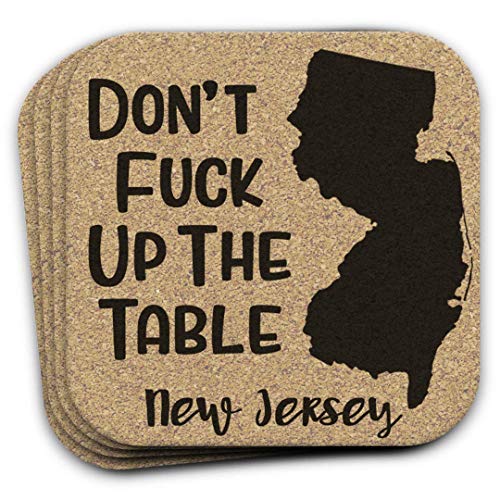 New Jersey Eyalet Hediyelik Hediyelik Eşya 4pc Cork Coaster Seti