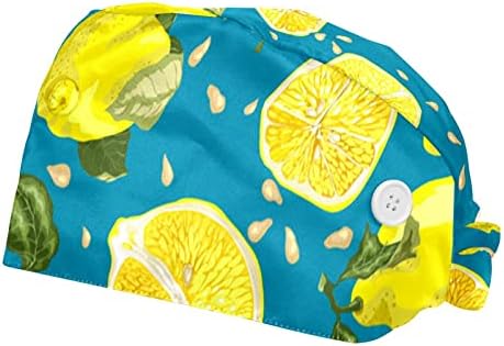 HUİ JİN DÜKKANI Sarı Meyve Limon Çalışma Kap Düğmesi ve Ter Bandı ile Ayarlanabilir Kabarık Şapka Kadın Erkek için