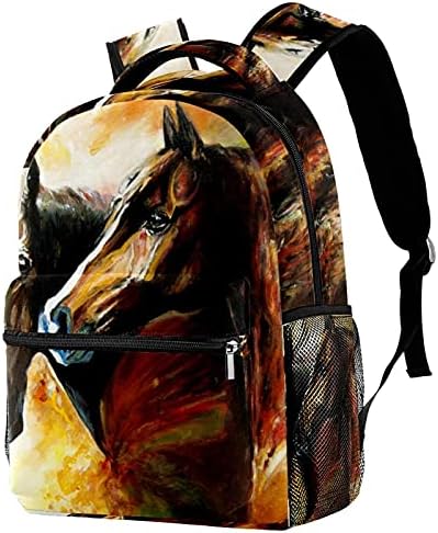 Çanta yağlıboya atlar moda açık sırt çantası erkekler ve kadınlar için