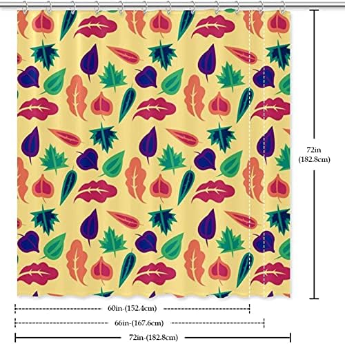 Lilibeely Su Geçirmez Yıkanabilir Polyester Kumaş Dekor Set 12 Hooks Yüzükler Duş Perdeleri için Konuk Banyo Tropikal Sarı