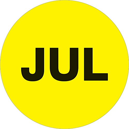 Teyp Mantığı Yılın Ayları Etiketler,Temmuz, 2 Daire, Floresan Sarı, 500 / Rulo