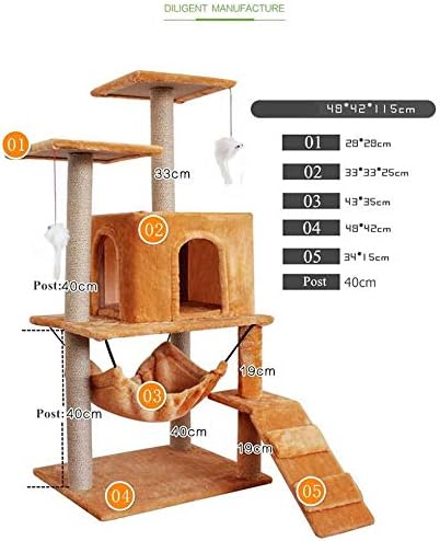 ZYXRGS Kedi Ağacı Kulesi ıle Lüks Kınamak tırmalama sütunu Mobilya Evcil hayvan evi Hamak Kediler Tırmanma Mobilya (Renk: Siyah)