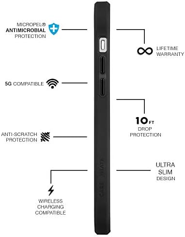 Kodak x Case-Mate-iPhone için kılıf 12 Mini (5G) - 10 ft Düşme Koruması-5,4 İnç-Mat Siyah + Parlak Siyah Logo