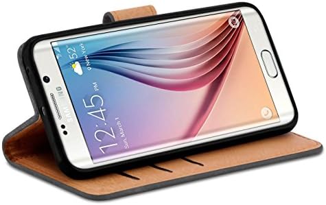 Samsung Galaxy S6 için Kılıf Kapak / Kart Bölmeli Koyu Gri Cüzdan /