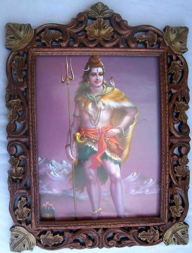 Hindu Lord Shiva Ayakta Himalayalar Poster Boyama Ahşap El Sanatları Çerçeve